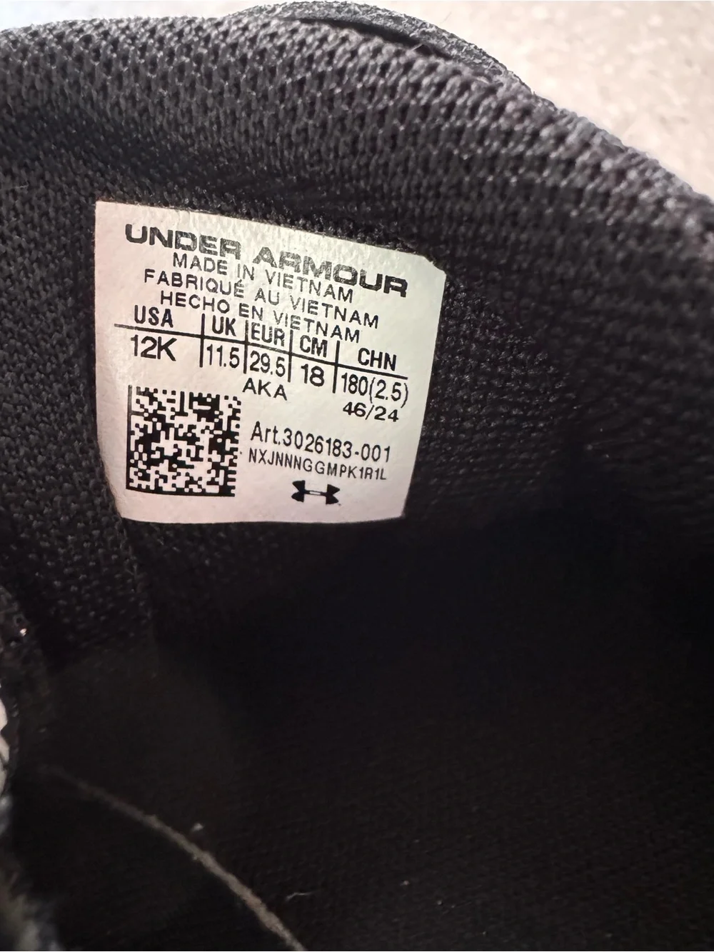 Under Armour Little Kid size 12 shoes